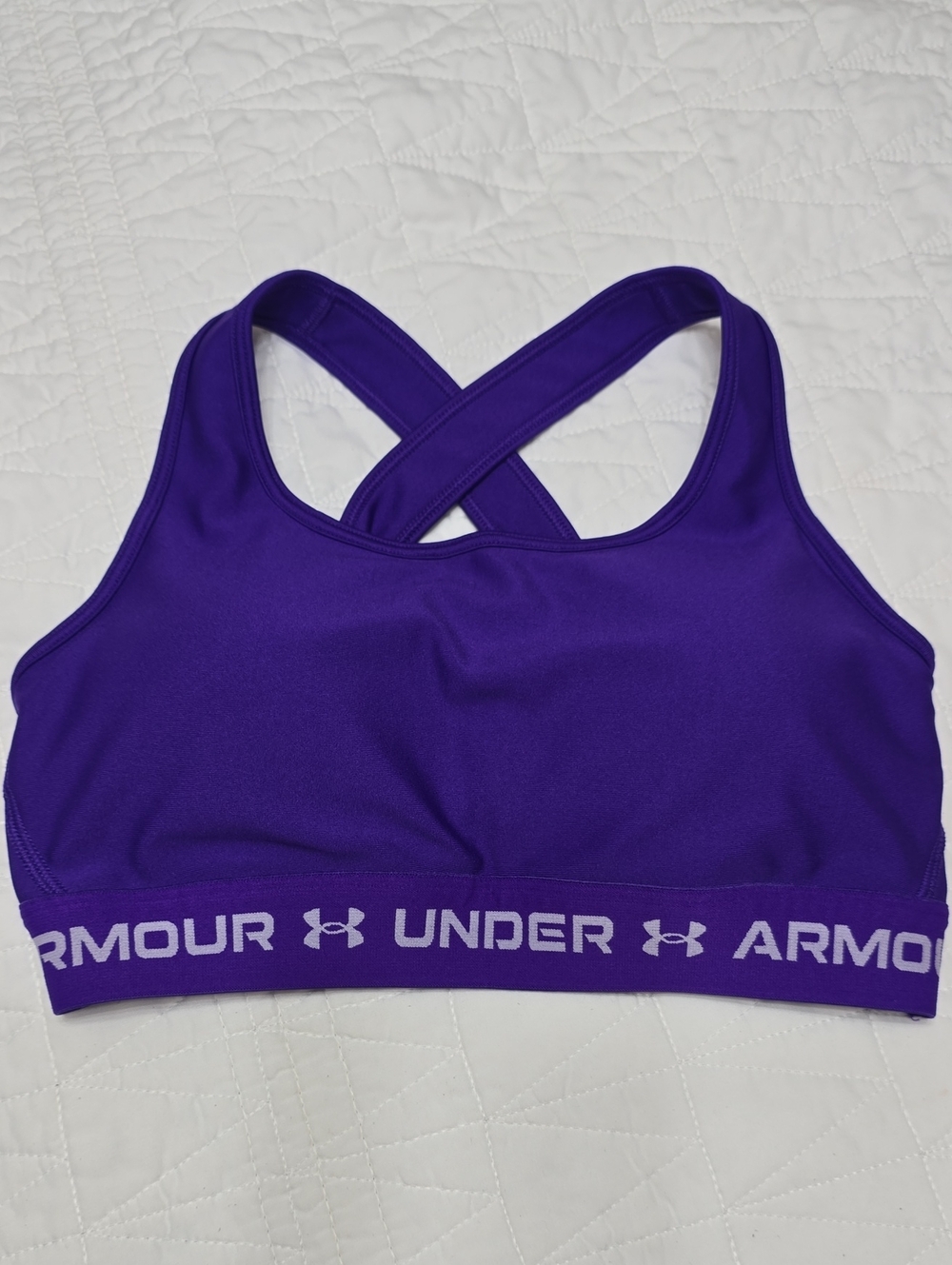 Under Armour Purple Crossback Logo Elastic-Band Sports Bra